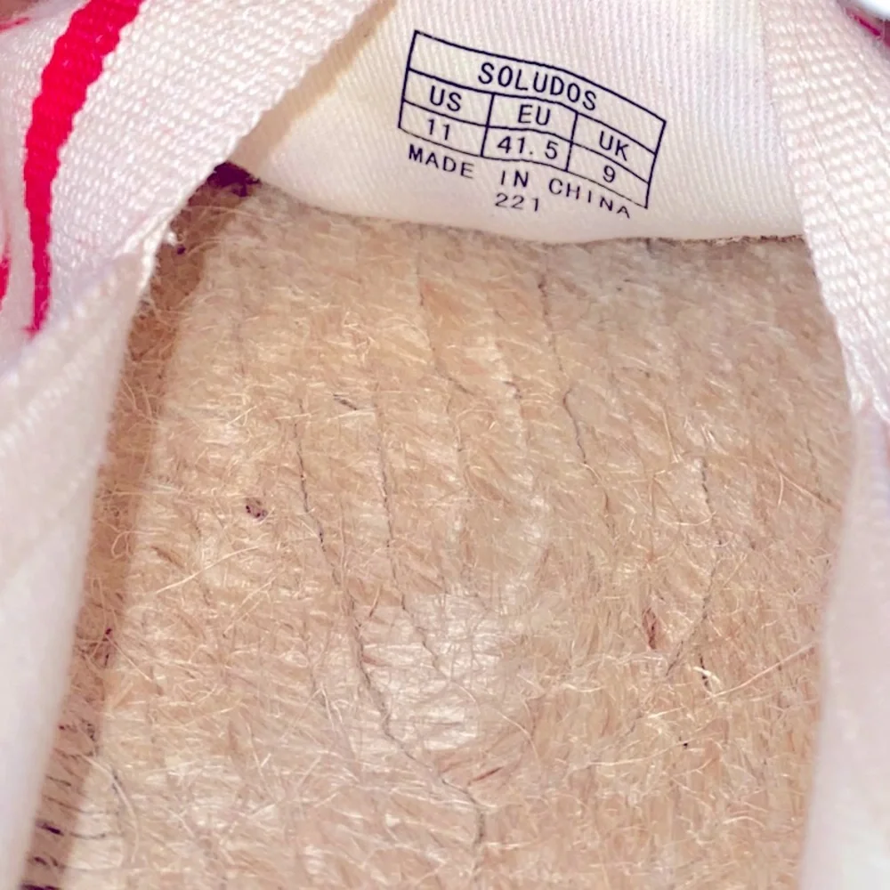 Soludos Dali Red Cream Linen Stripe Espadrilles Flats Summer NEW Womens 11